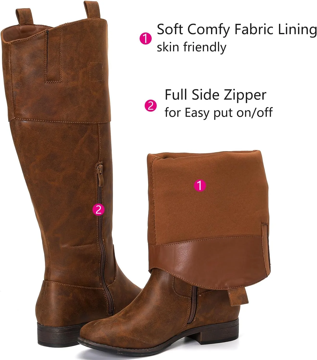 Luoika Women's Extra Wide Calf Knee High Boots, Western Cowyboy Cowgirl Knee-High Boots Plus Size Wide Width Low Heel Winter Fall Boots.