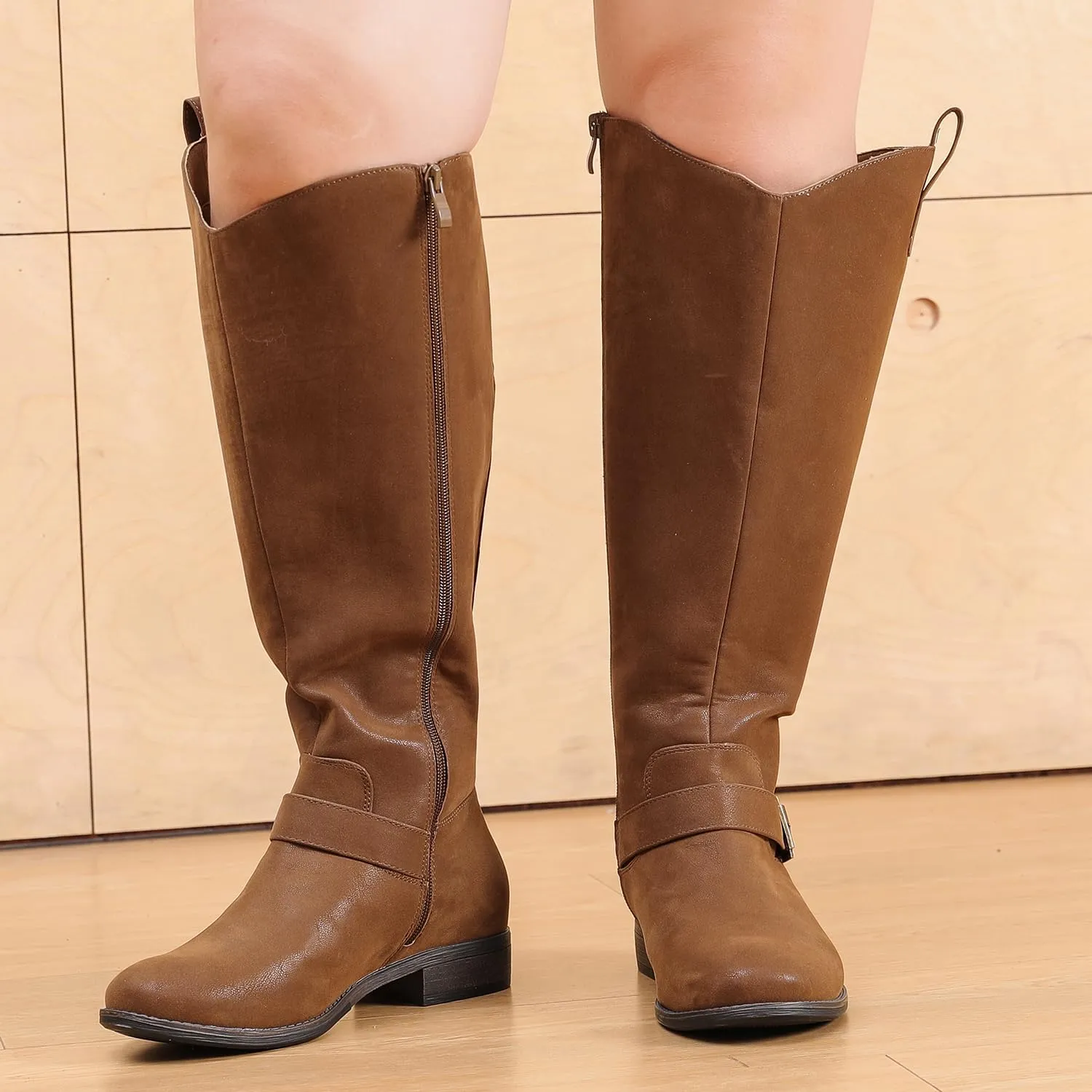 Luoika Women's Extra Wide Calf Knee High Boots, Western Cowyboy Cowgirl Knee-High Boots Plus Size Wide Width Low Heel Winter Fall Boots.