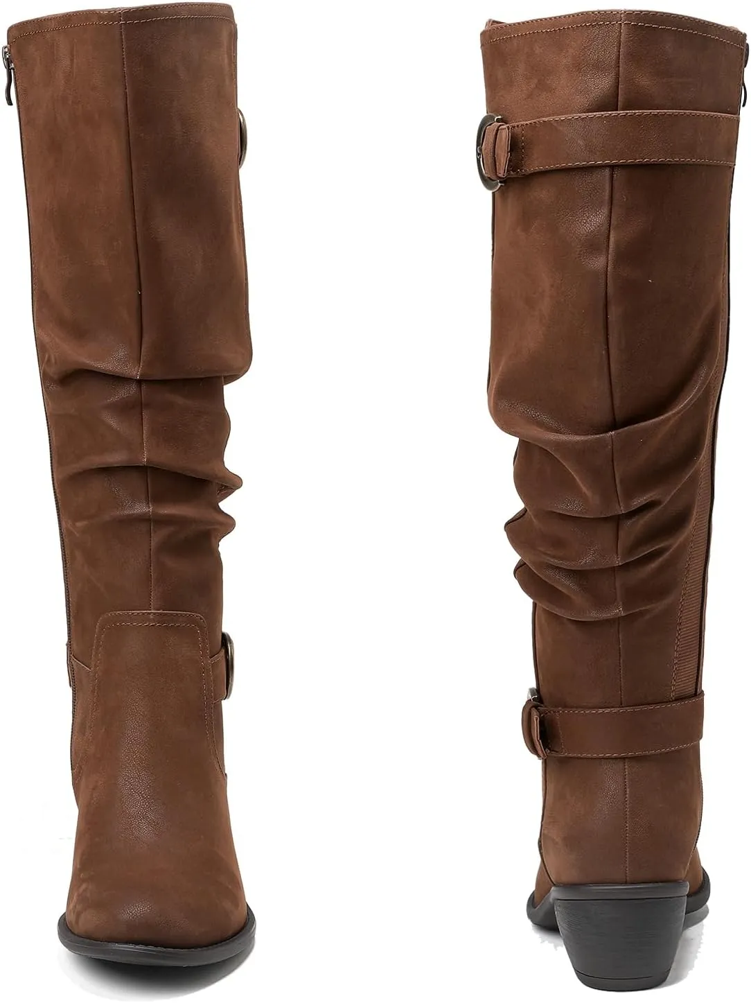 Luoika Women's Extra Wide Calf Knee High Boots, Wide Width Slouchy Knee-High Boots Low Stacked Heel Winter Fall Plus Size Boots.