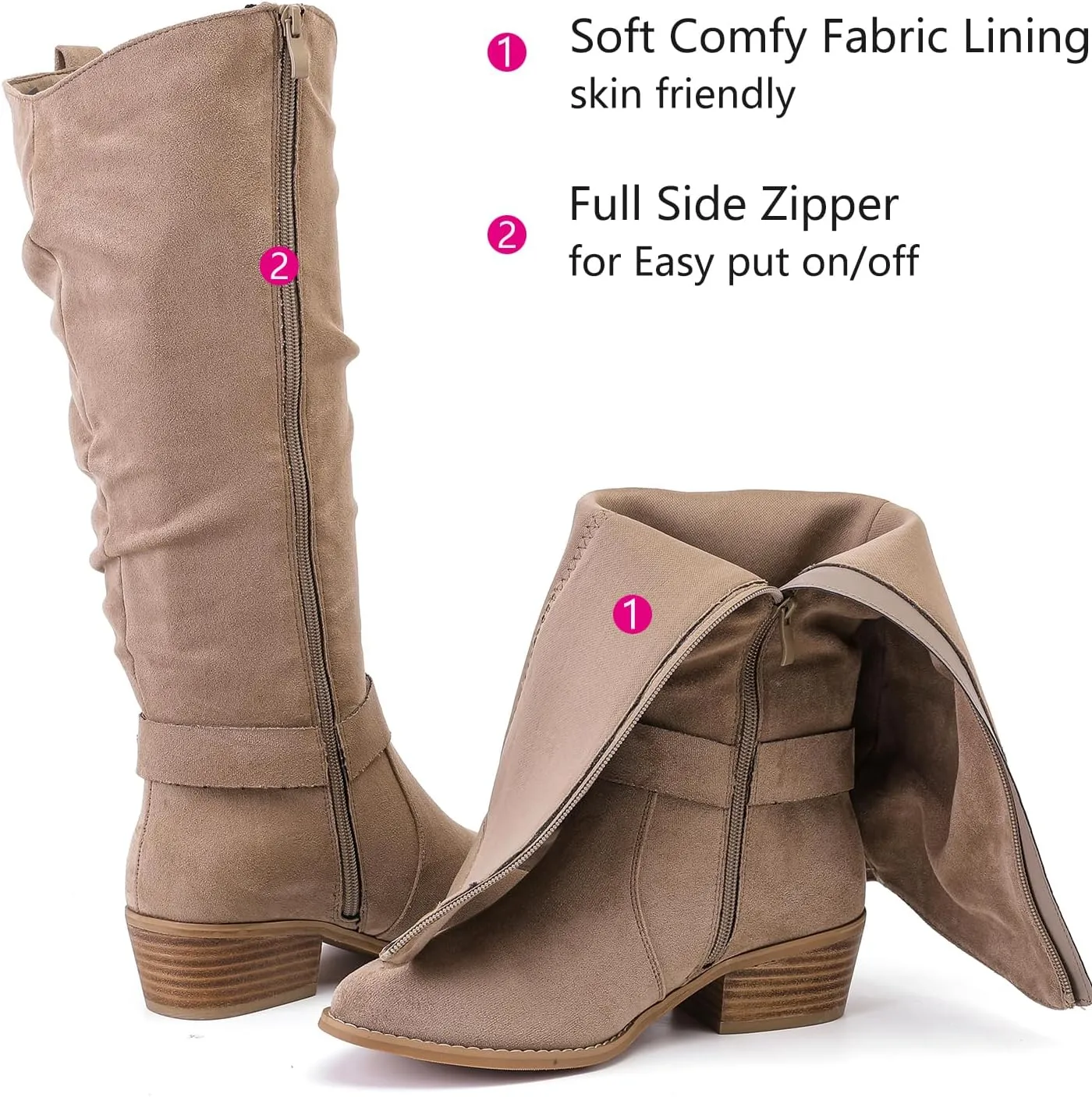 Luoika Women's Extra Wide Calf Knee High Boots, Wide Width Slouchy Knee-High Boots.