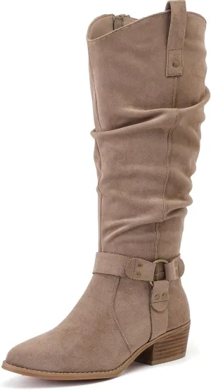 Luoika Women's Extra Wide Calf Knee High Boots, Wide Width Slouchy Knee-High Boots.