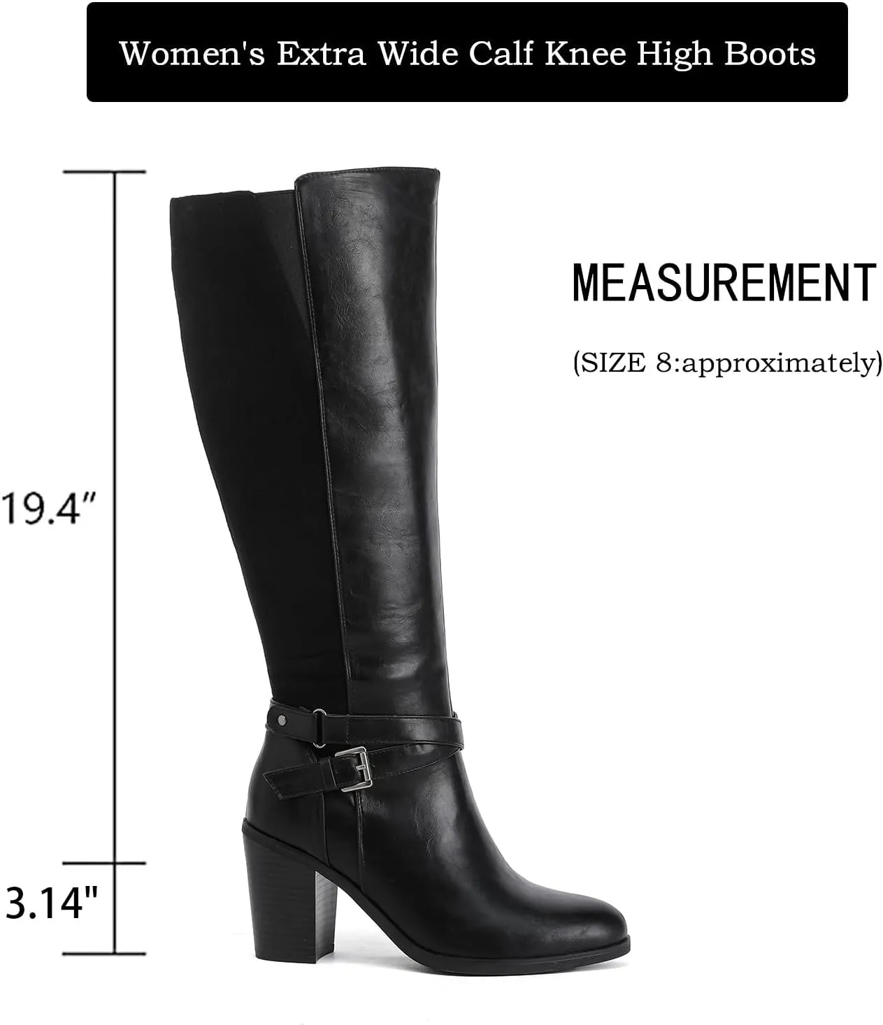 Luoika Women's Extra Wide Calf Knee High Boots, Wide Width Winter Tall Boots.