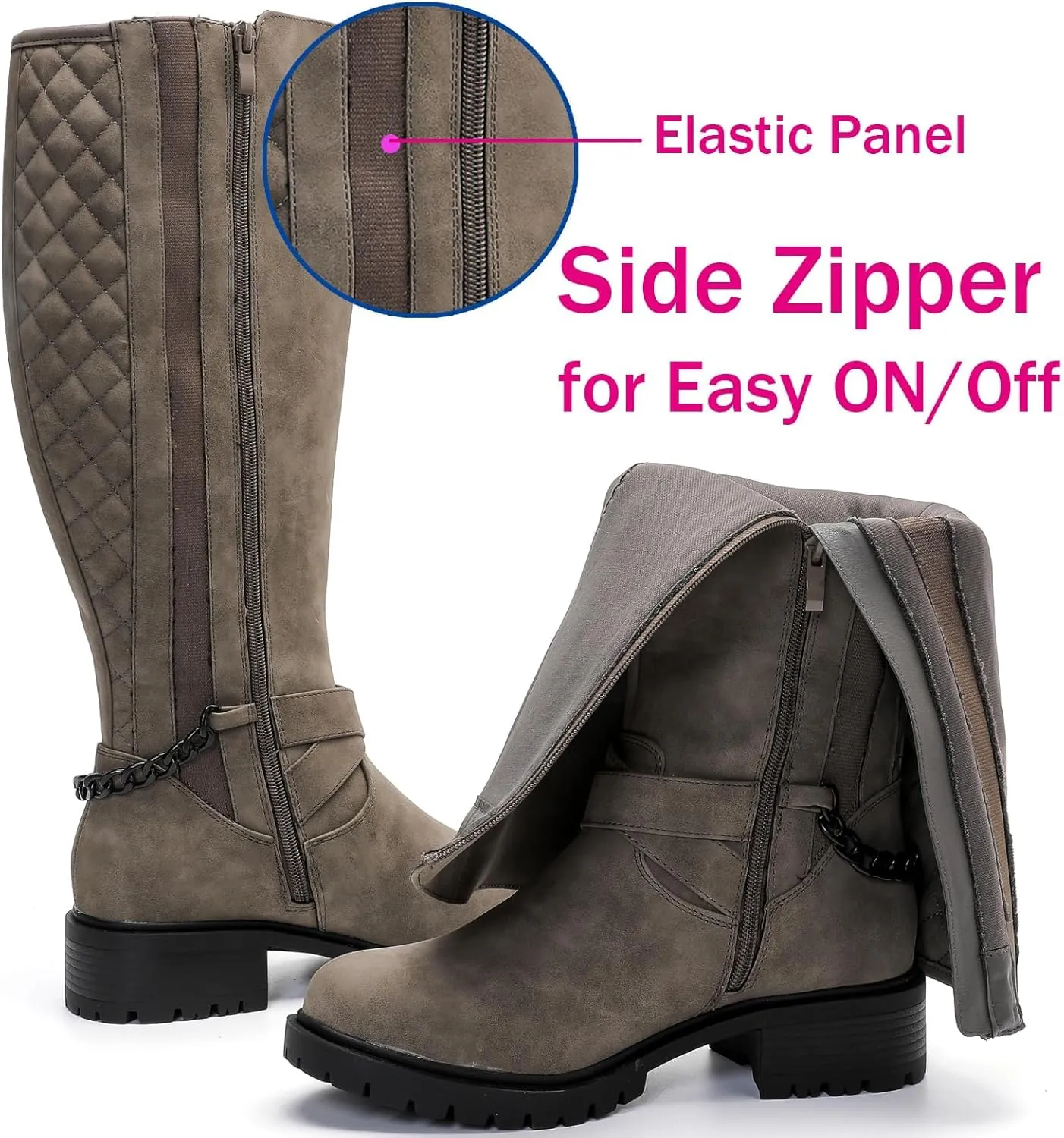 Luoika Women's Extra Wide Calf Knee High Boots, Wide Width Winter Tall Boots.