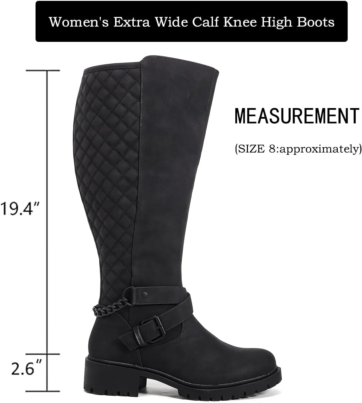 Luoika Women's Extra Wide Calf Knee High Boots, Wide Width Winter Tall Boots.
