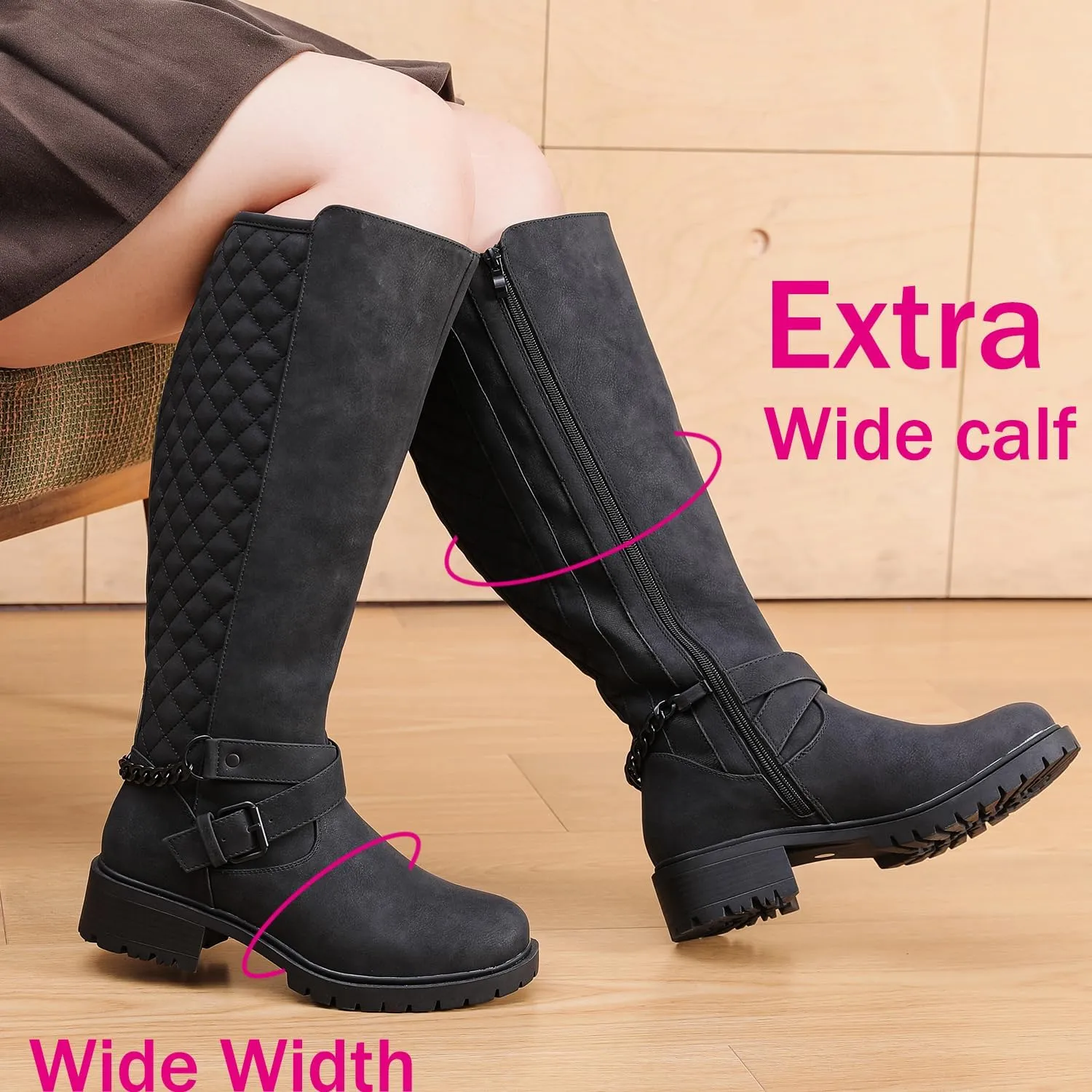 Luoika Women's Extra Wide Calf Knee High Boots, Wide Width Winter Tall Boots.