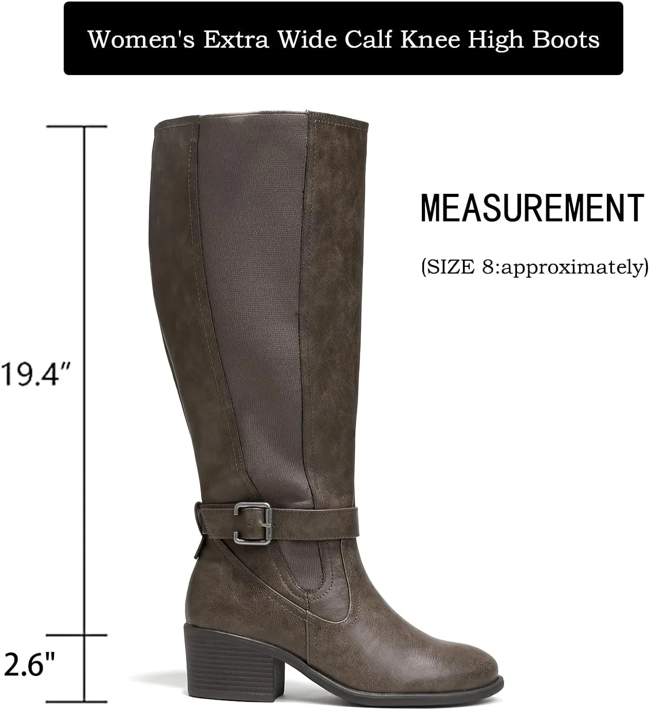 Luoika Women's Extra Wide Calf Knee High Boots, Wide Width Winter Tall Boots.