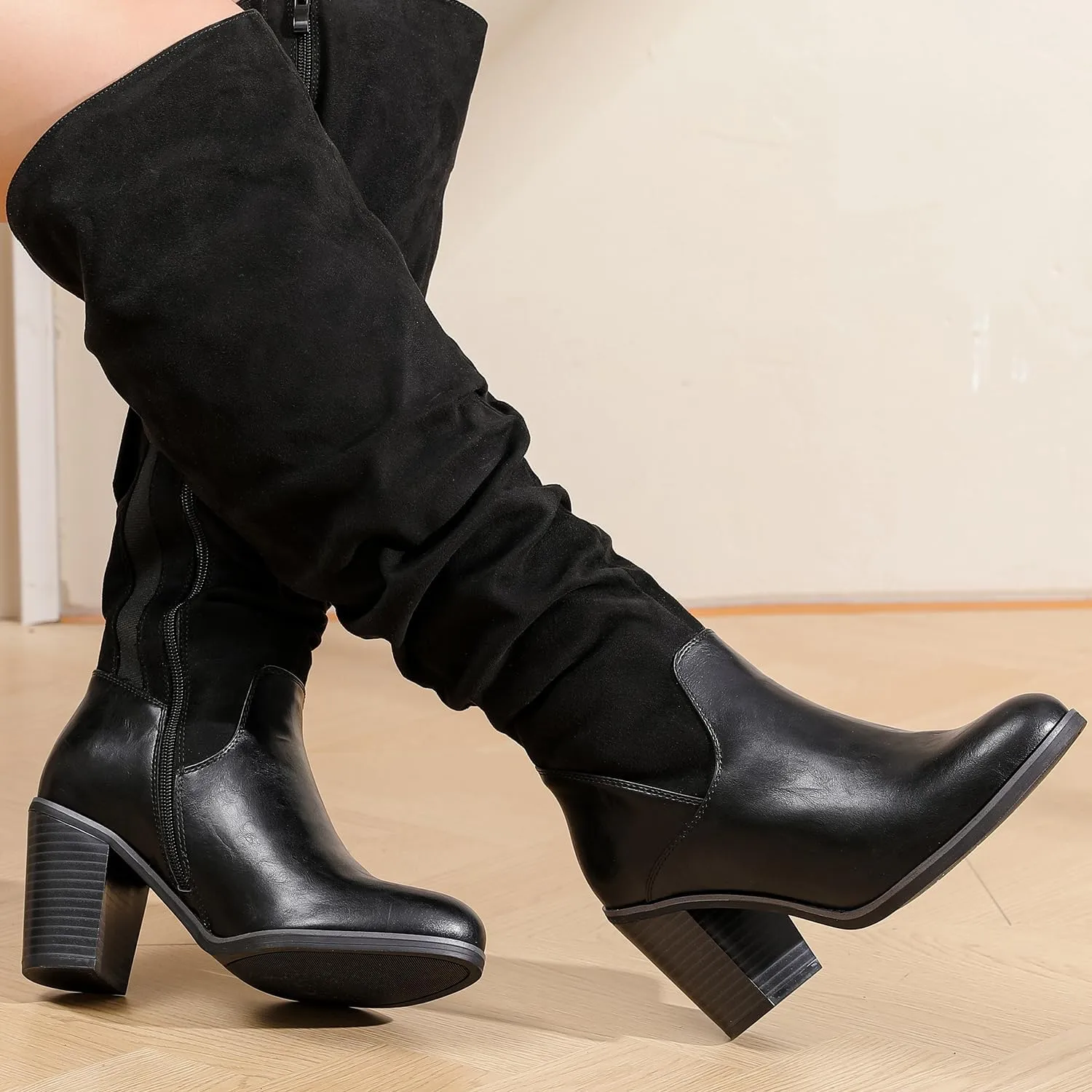 Luoika Women's Extra Wide Calf Knee High Boots, Wide Width Winter Tall Boots.