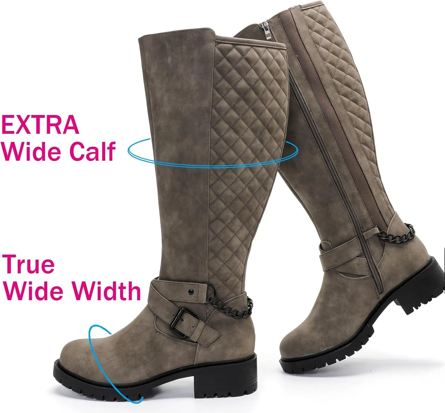 Luoika Women's Extra Wide Calf Knee High Boots, Wide Width Winter Tall Boots.