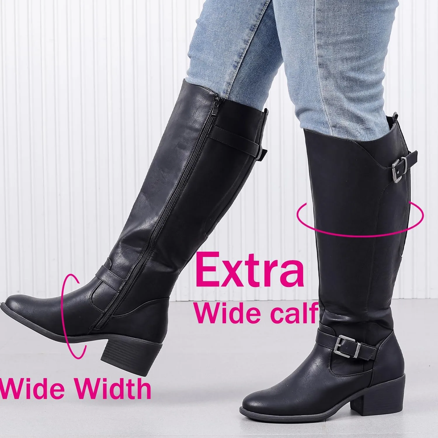 Luoika Women's Extra Wide Calf Knee High Boots, Wide Width Winter Tall Boots.