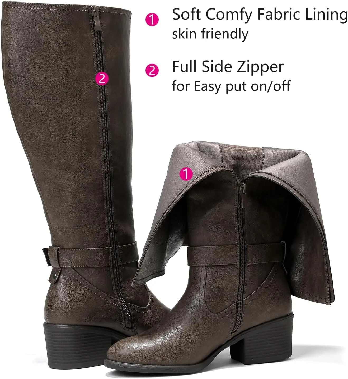 Luoika Women's Extra Wide Calf Knee High Boots, Wide Width Winter Tall Boots.