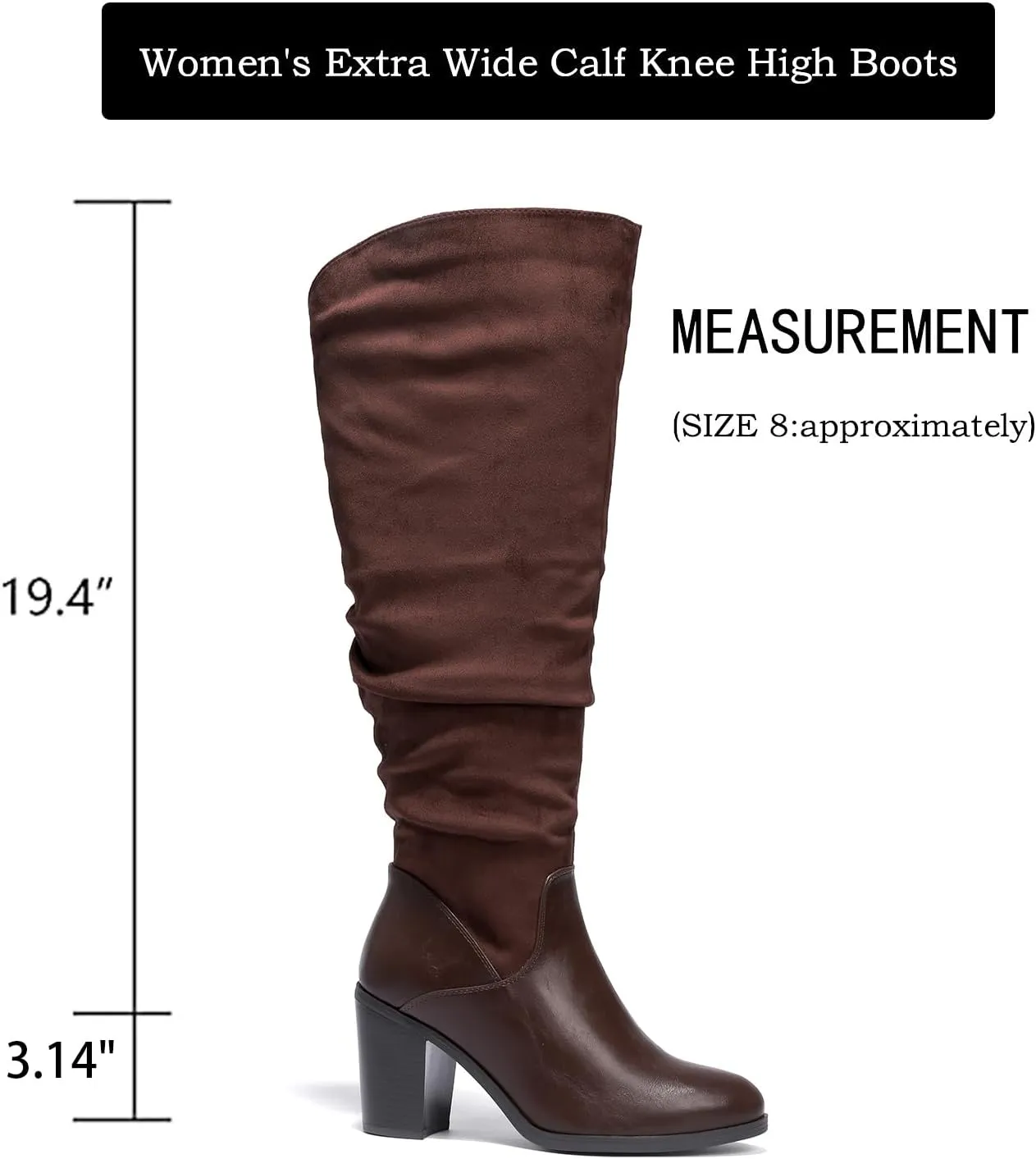 Luoika Women's Extra Wide Calf Knee High Boots, Wide Width Winter Tall Boots.