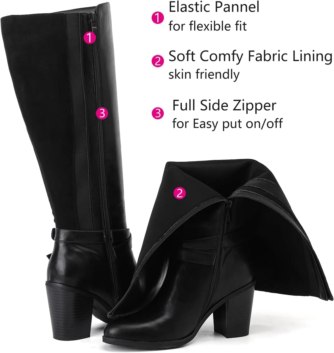 Luoika Women's Extra Wide Calf Knee High Boots, Wide Width Winter Tall Boots.