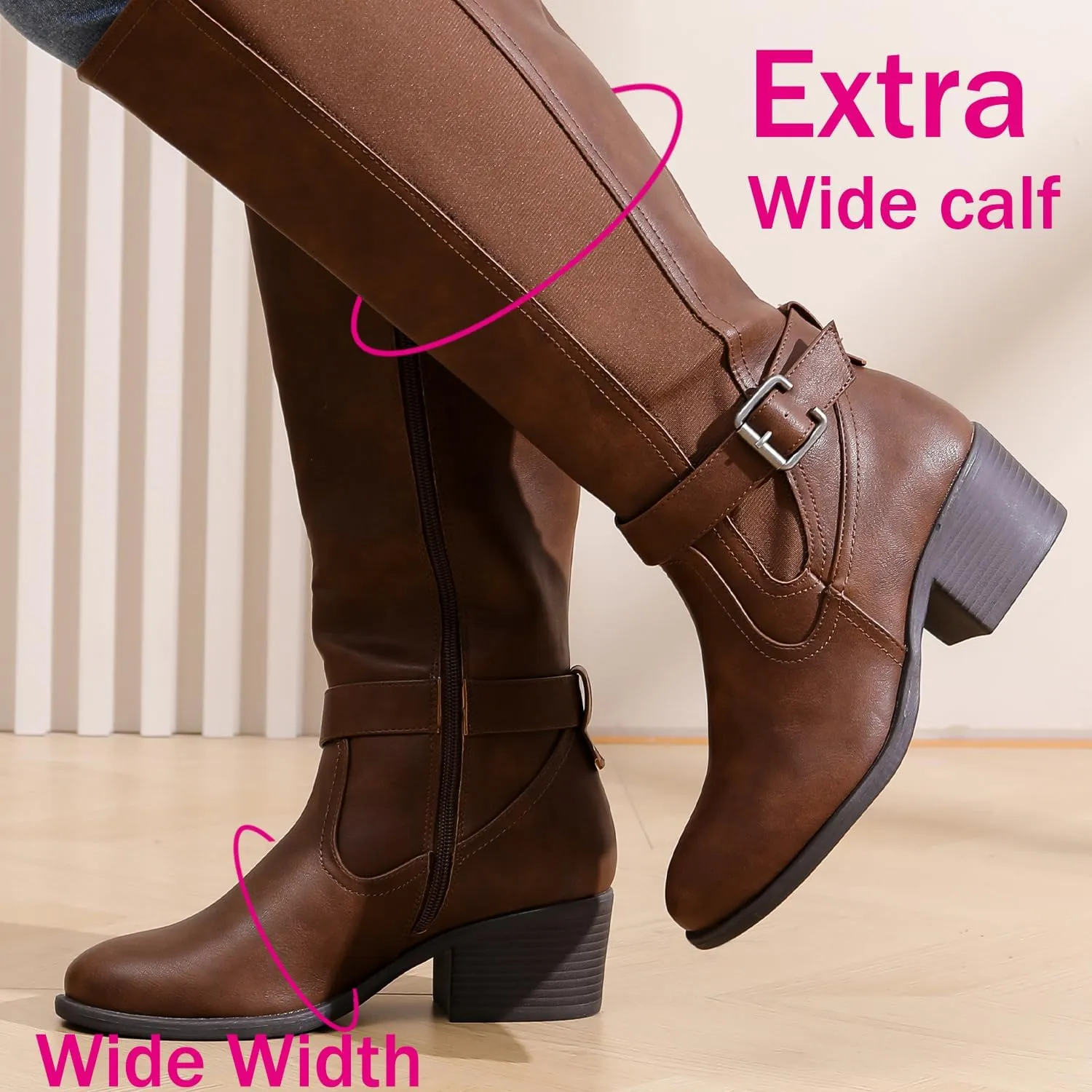 Luoika Women's Extra Wide Calf Knee High Boots, Wide Width Winter Tall Boots.