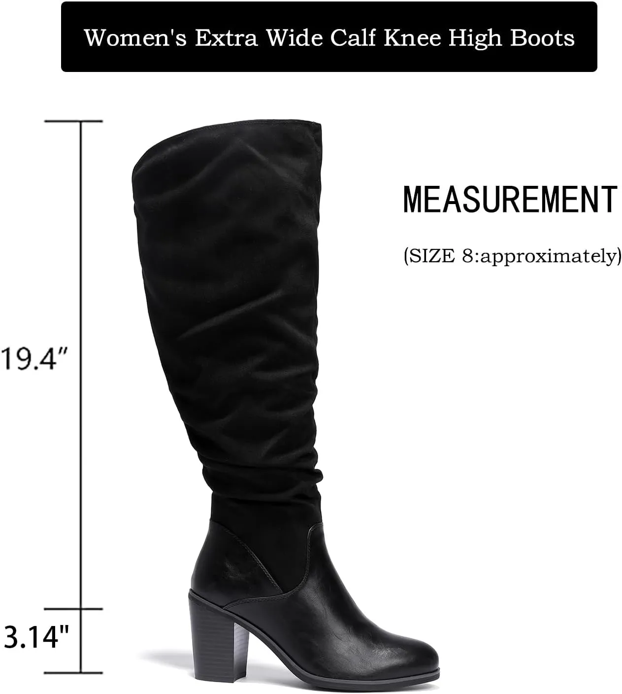 Luoika Women's Extra Wide Calf Knee High Boots, Wide Width Winter Tall Boots.