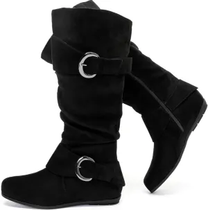Luoika Women's Extra Wide Calf Knee High Slouchy Boots, Wide Width Tall Boots with Flat Heel Side Zipper.