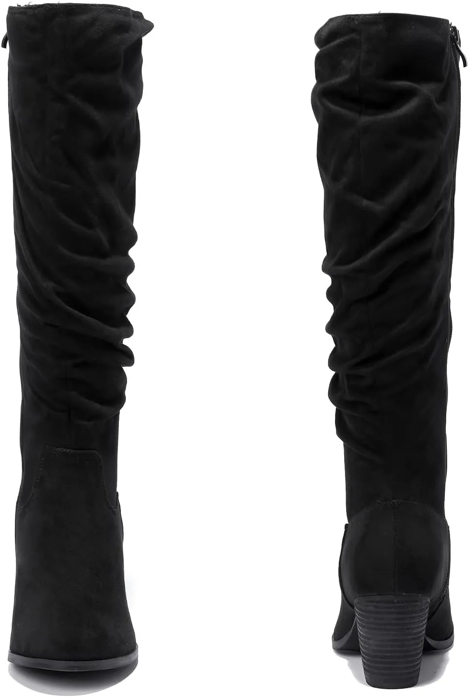 Luoika Women's Extra Wide Calf Slouchy Knee High Boots, Wide Width Knee-High Boots Low Stacked Heel Side Zipper Winter Fall Tall Boots.