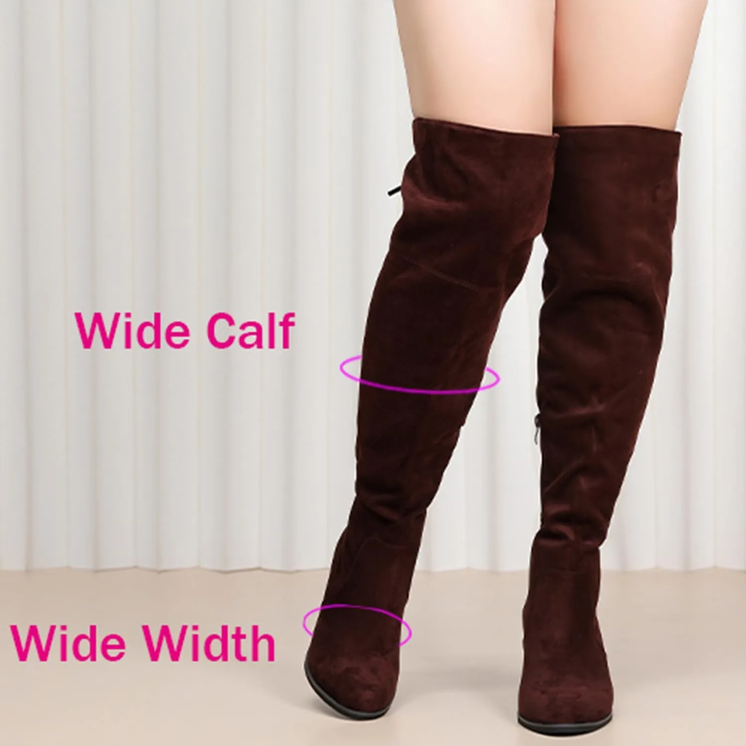 Luoika Women's Wide Calf Over the Knee High Boots, Wide Width Stretchy Fall Winter Boots.