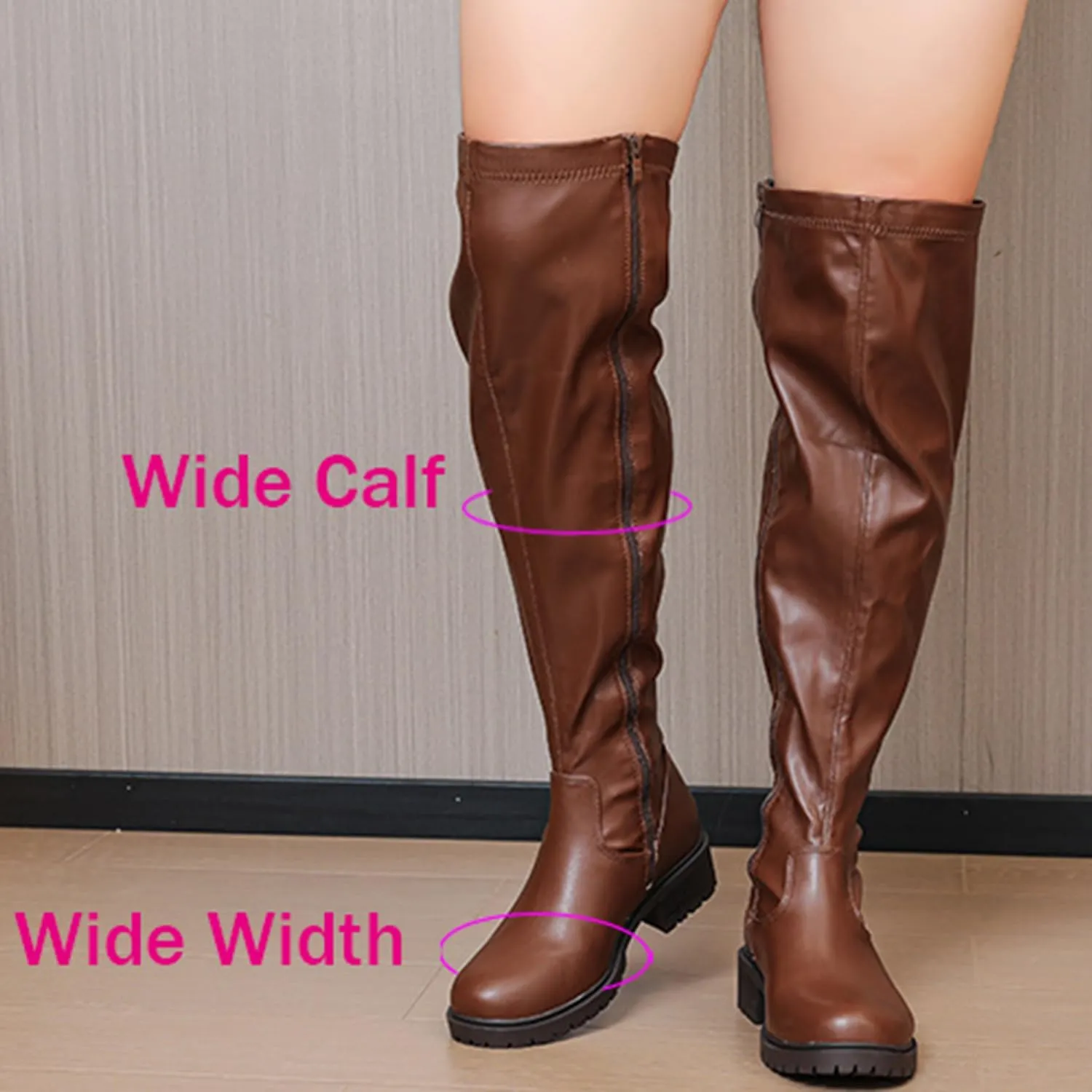Luoika Women's Wide Calf Over the Knee High Boots, Wide Width Stretchy Fall Winter Boots.