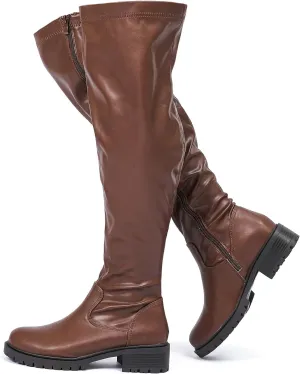 Luoika Women's Wide Calf Over the Knee High Boots, Wide Width Stretchy Fall Winter Boots.