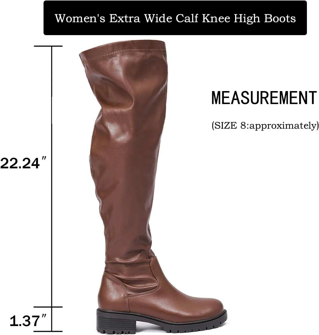Luoika Women's Wide Calf Over the Knee High Boots, Wide Width Stretchy Fall Winter Boots.
