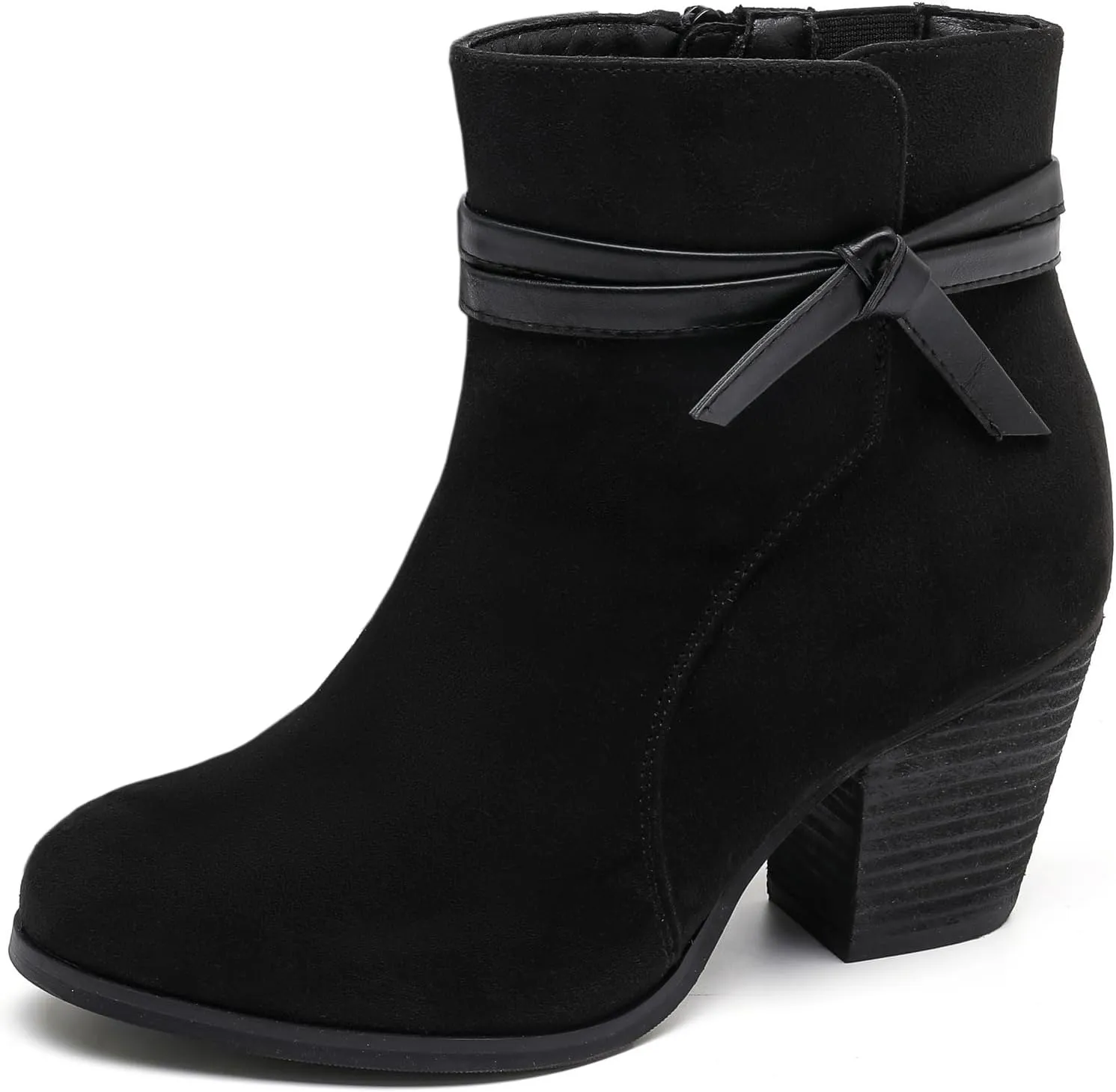 Luoika Women's Wide Width Ankle Boots, Chunky Heel Side Zipper Extra Wide Short Booties.