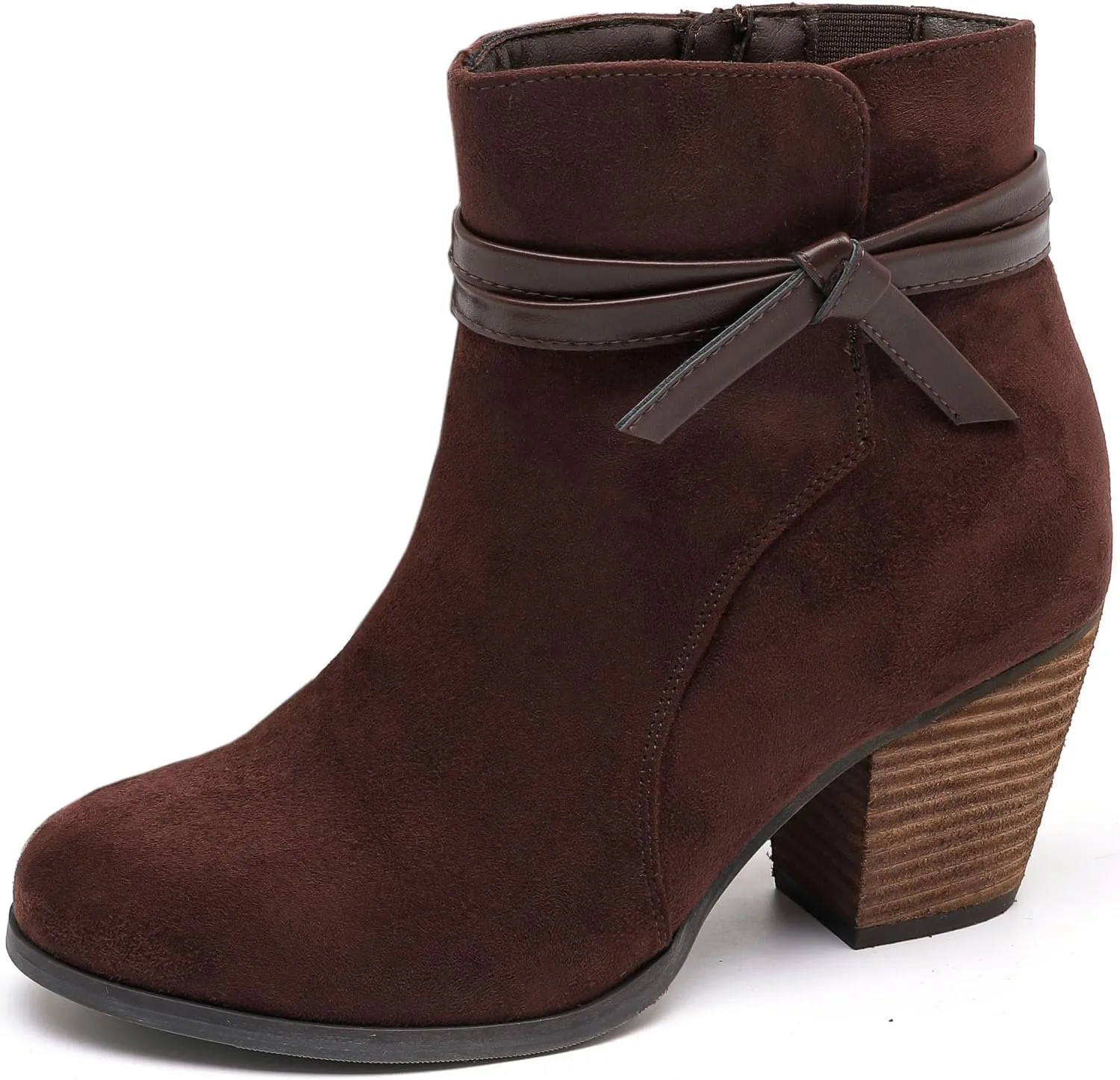 Luoika Women's Wide Width Ankle Boots, Chunky Heel Side Zipper Extra Wide Short Booties.