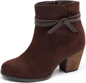 Luoika Women's Wide Width Ankle Boots, Chunky Heel Side Zipper Extra Wide Short Booties.