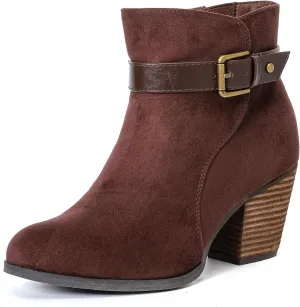 Luoika Women's Wide Width Ankle Boots, Extra Wide Mid Heel Side Zipper Booties.