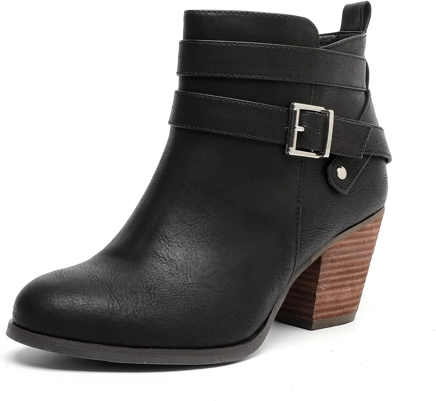 Luoika Women's Wide Width Ankle Boots, Extra Wide Mid Heel Side Zipper Booties.