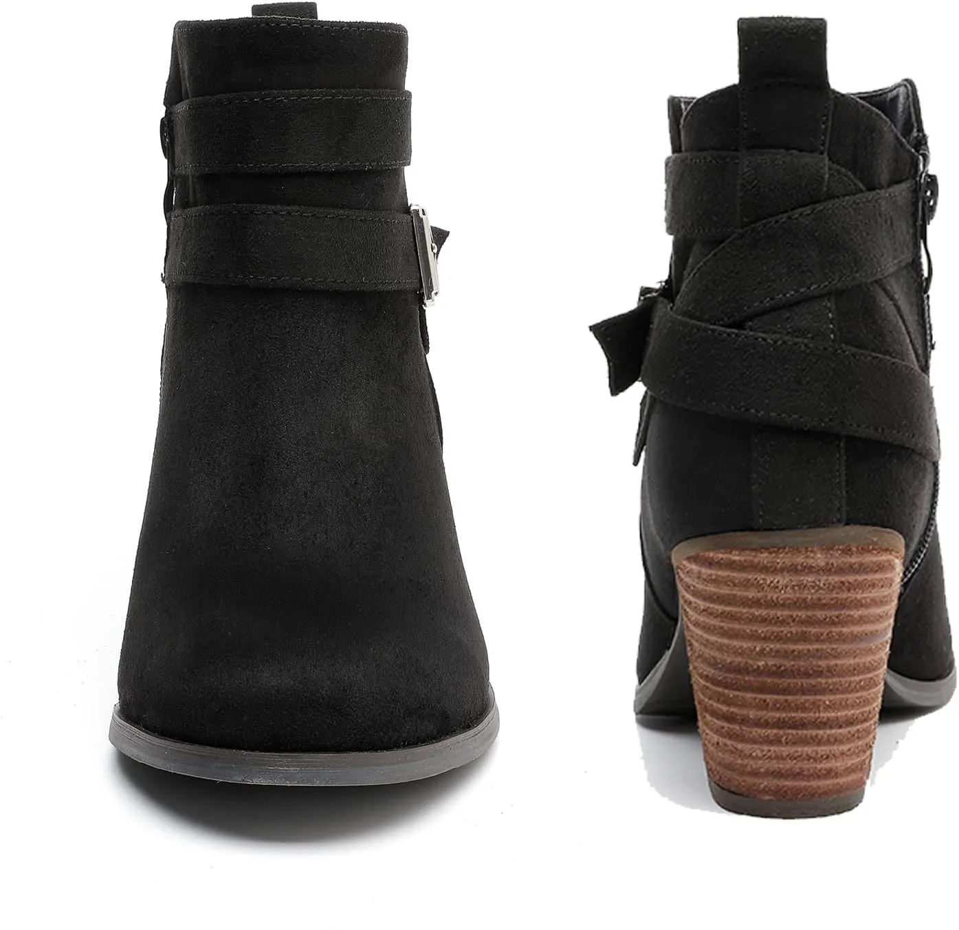 Luoika Women's Wide Width Ankle Boots, Extra Wide Mid Heel Side Zipper Booties.