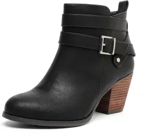 Luoika Women's Wide Width Ankle Boots, Extra Wide Mid Heel Side Zipper Booties.