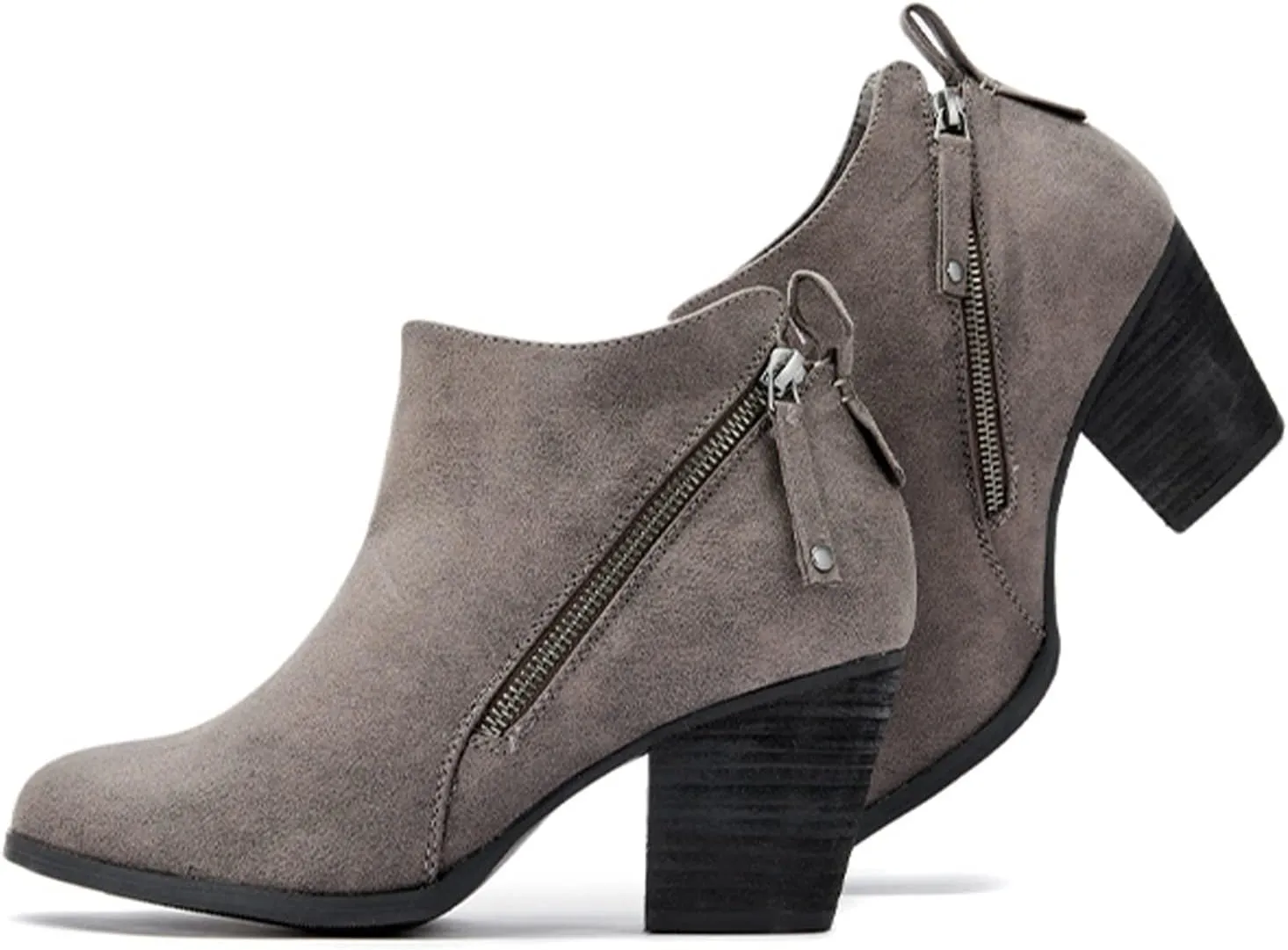 Luoika Women's Wide Width Ankle Boots, Extra Wide Mid Heel Side Zipper Booties.
