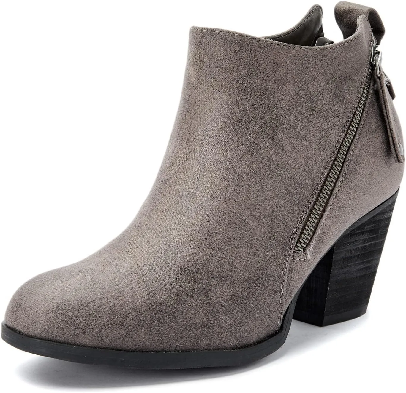 Luoika Women's Wide Width Ankle Boots, Extra Wide Mid Heel Side Zipper Booties.