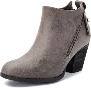 Luoika Women's Wide Width Ankle Boots, Extra Wide Mid Heel Side Zipper Booties.