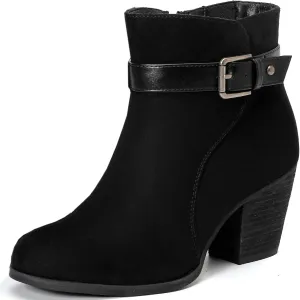 Luoika Women's Wide Width Ankle Boots, Extra Wide Mid Heel Side Zipper Booties.