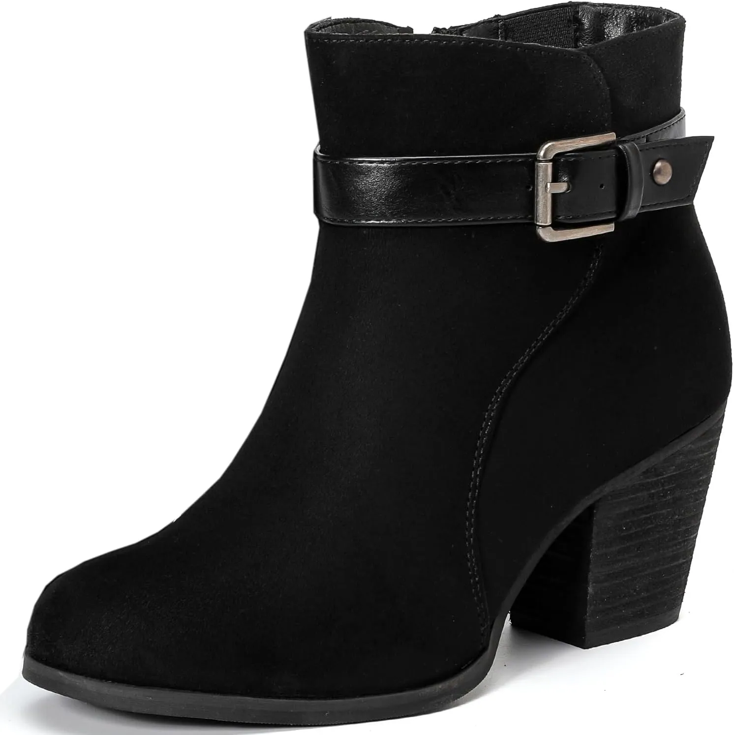 Luoika Women's Wide Width Ankle Boots, Extra Wide Mid Heel Side Zipper Booties.