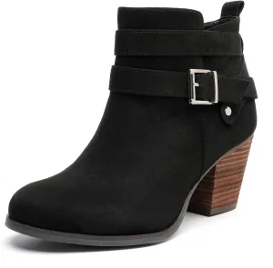 Luoika Women's Wide Width Ankle Boots, Extra Wide Mid Heel Side Zipper Booties.