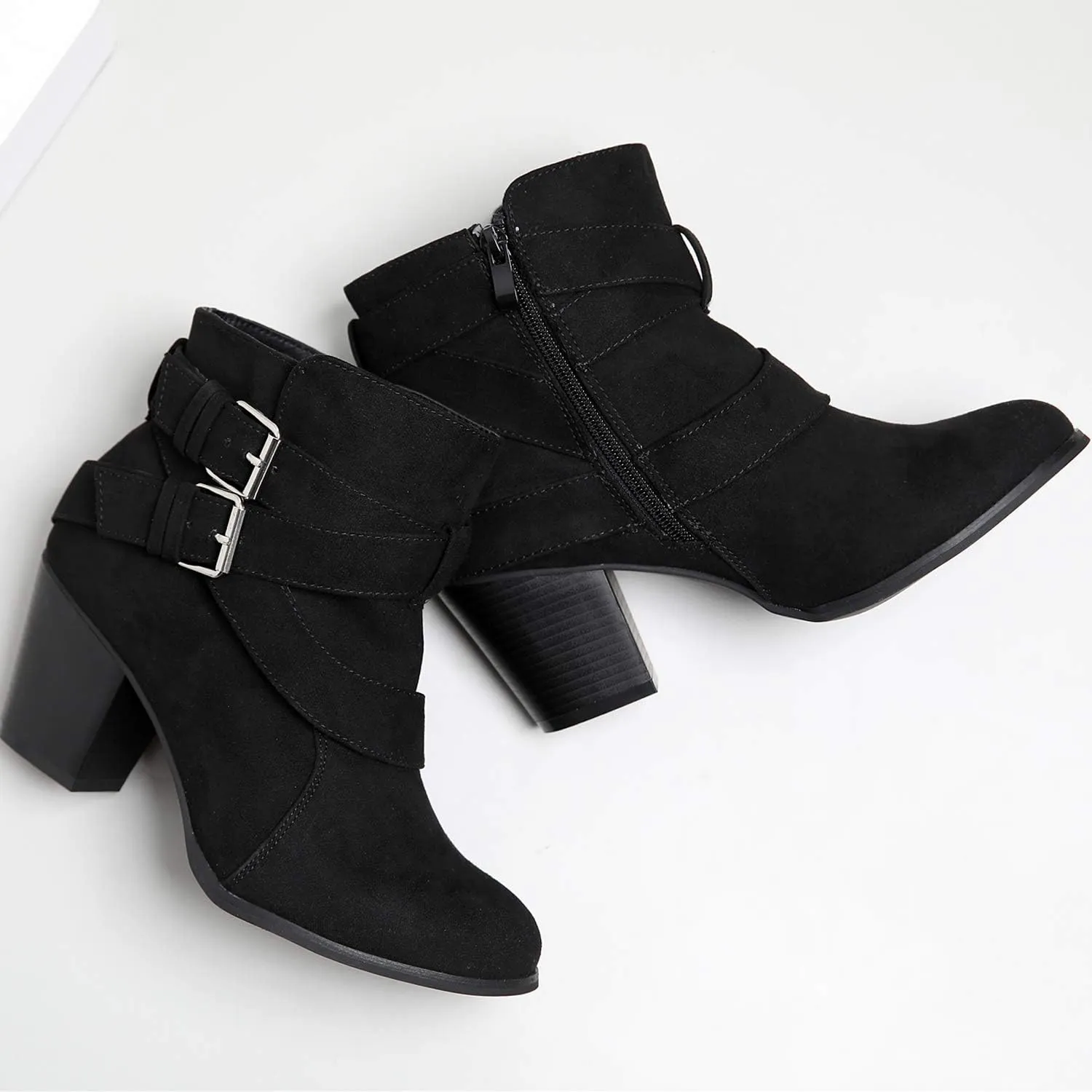 Luoika Women's Wide Width Ankle Boots, Extra Wide Mid Heel Side Zipper Booties.