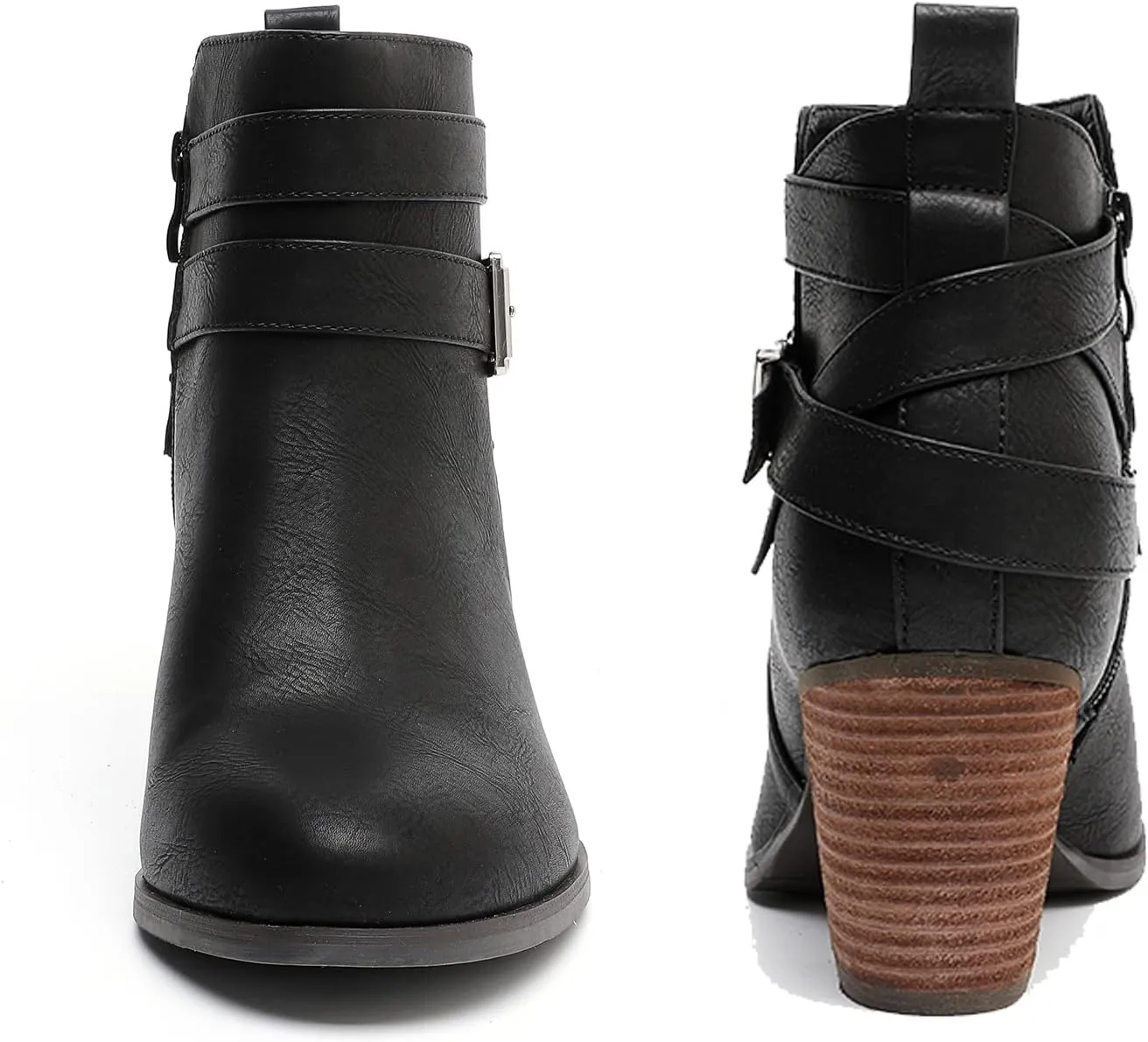 Luoika Women's Wide Width Ankle Boots, Extra Wide Mid Heel Side Zipper Booties.