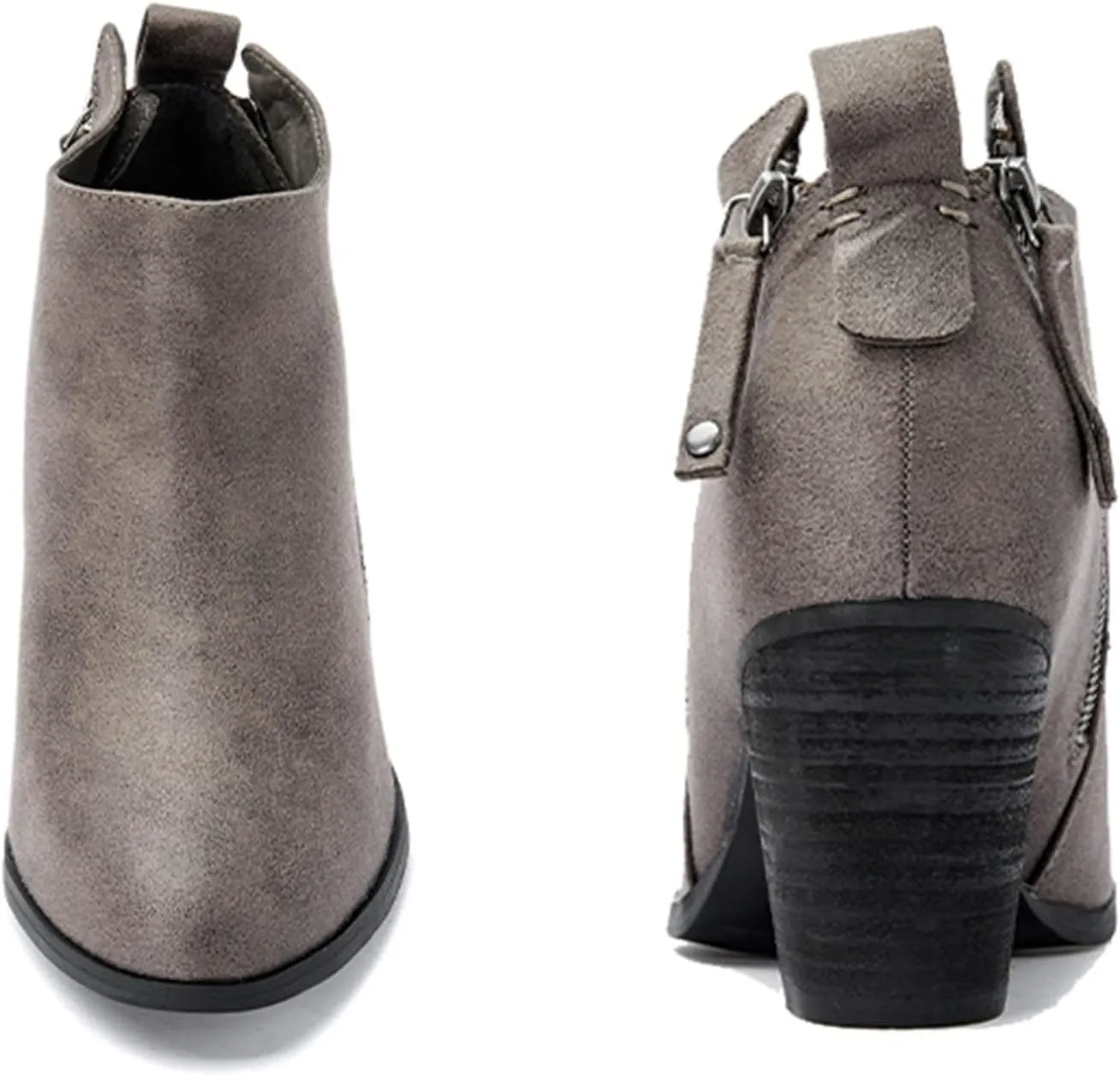 Luoika Women's Wide Width Ankle Boots, Extra Wide Mid Heel Side Zipper Booties.