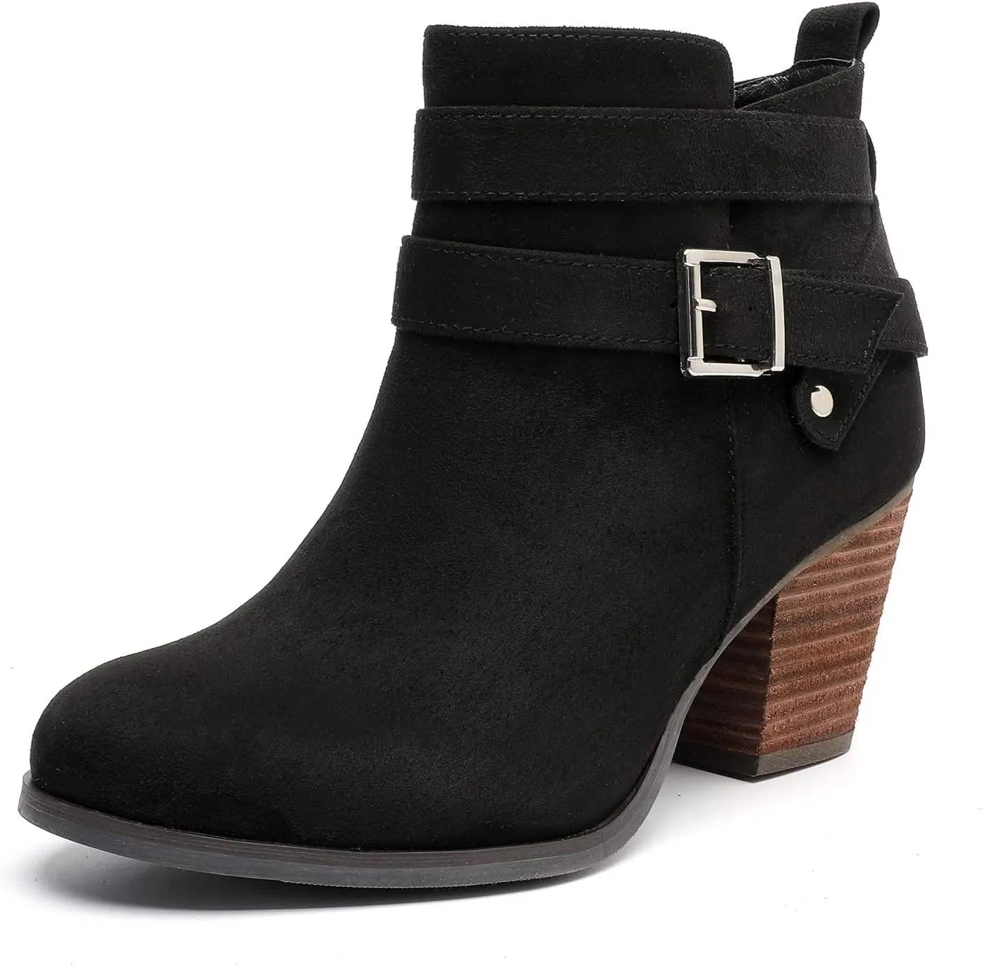 Luoika Women's Wide Width Ankle Boots, Extra Wide Mid Heel Side Zipper Booties.