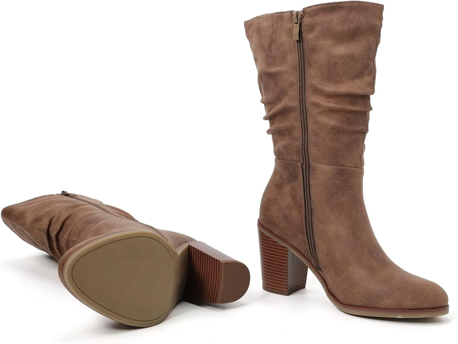Luoika Women's Wide Width Cowboy Cowgirl Boots - Wide Calf Pointed Toe Pump Heel Women's Western Boots.