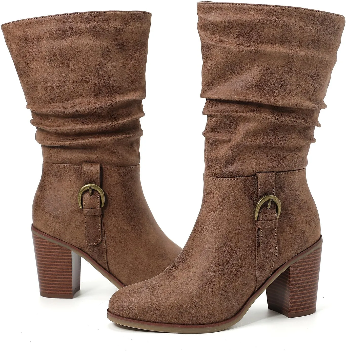 Luoika Women's Wide Width Cowboy Cowgirl Boots - Wide Calf Pointed Toe Pump Heel Women's Western Boots.