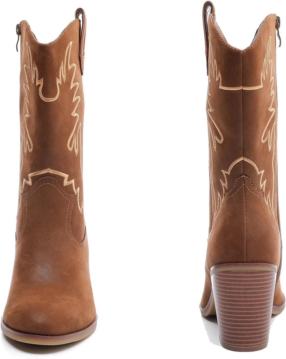 Luoika Women's Wide Width Cowboy Cowgirl Boots - Wide Calf Pointed Toe Pump Heel Women's Western Boots.