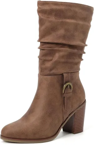 Luoika Women's Wide Width Cowboy Cowgirl Boots - Wide Calf Pointed Toe Pump Heel Women's Western Boots.