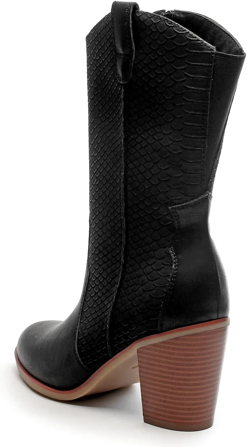 Luoika Women's Wide Width Cowboy Cowgirl Boots - Wide Calf Pointed Toe Pump Heel Women's Western Boots.