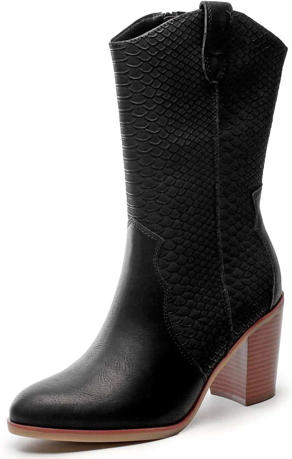 Luoika Women's Wide Width Cowboy Cowgirl Boots - Wide Calf Pointed Toe Pump Heel Women's Western Boots.