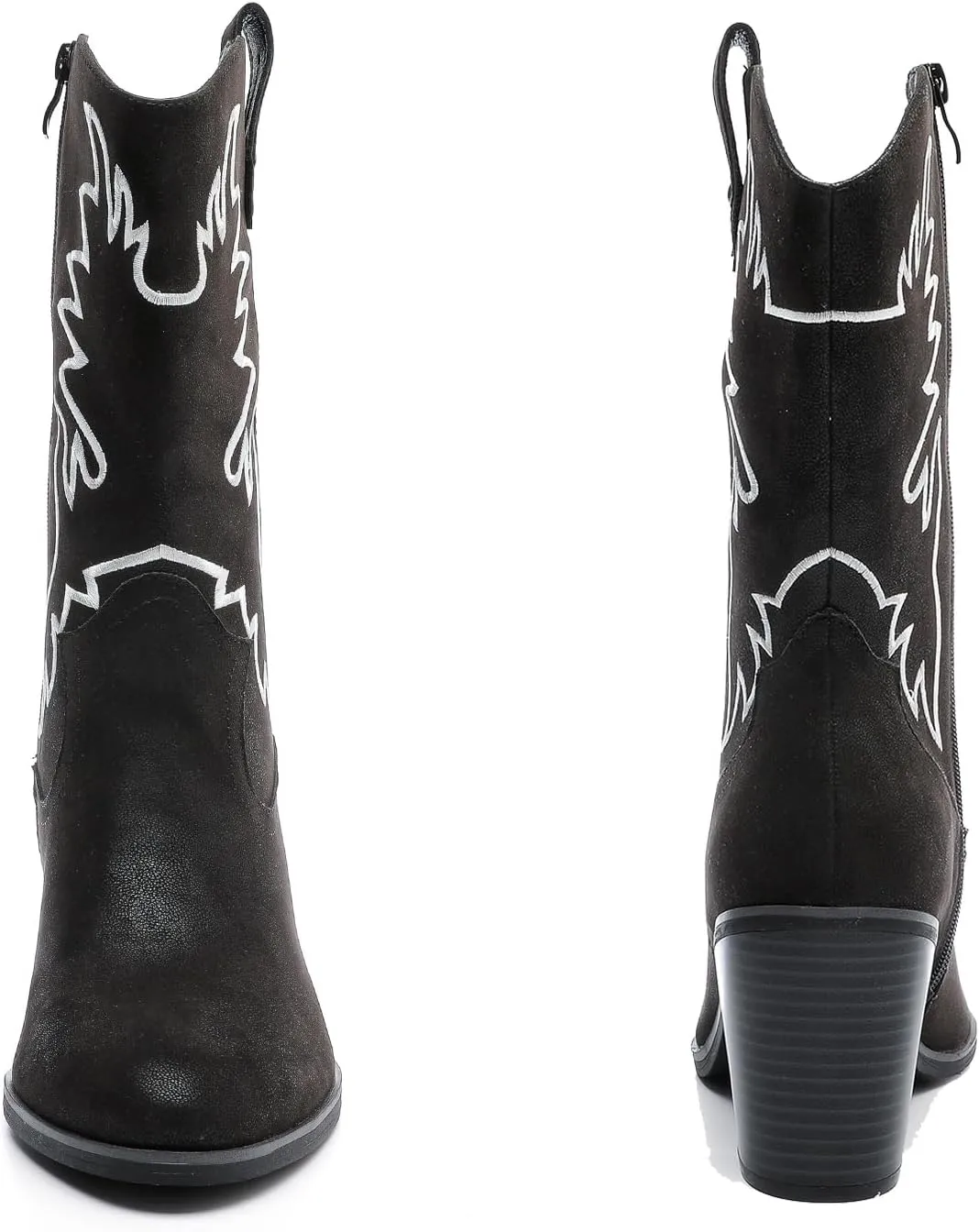 Luoika Women's Wide Width Cowboy Cowgirl Boots - Wide Calf Pointed Toe Pump Heel Women's Western Boots.
