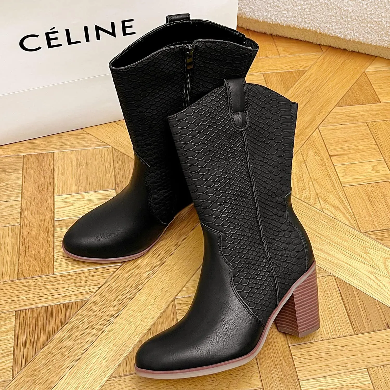 Luoika Women's Wide Width Cowboy Cowgirl Boots - Wide Calf Pointed Toe Pump Heel Women's Western Boots.
