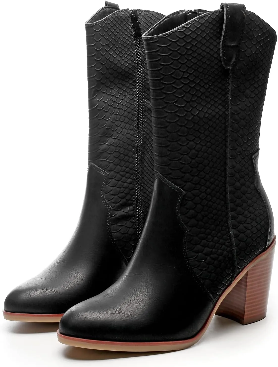 Luoika Women's Wide Width Cowboy Cowgirl Boots - Wide Calf Pointed Toe Pump Heel Women's Western Boots.
